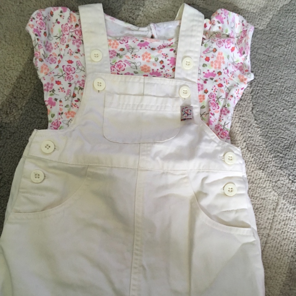 Covington 12 month white skirt overalls